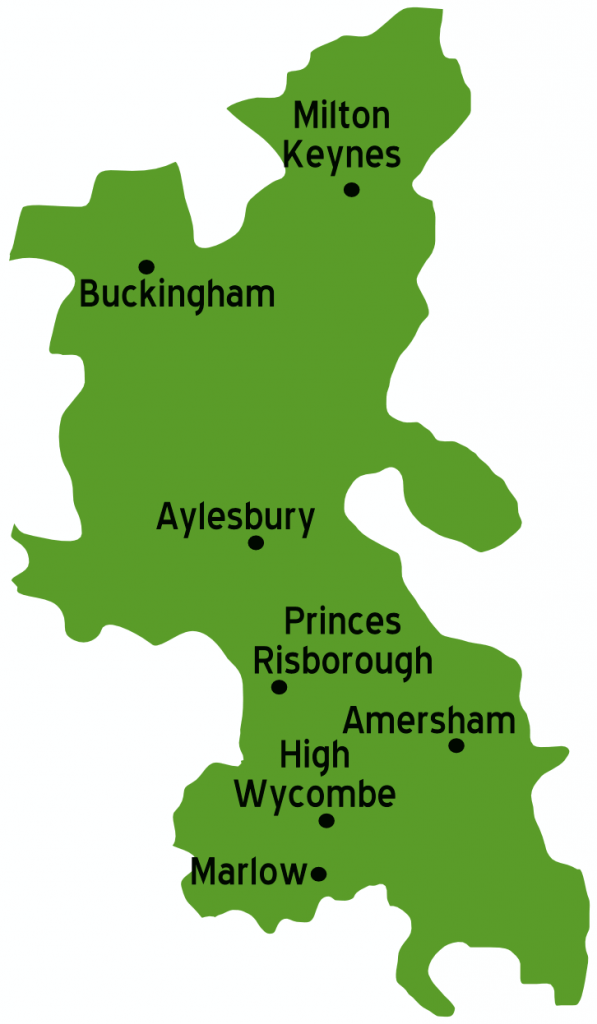 Buckinghamshire Pest Control specialists. Map of the areas we cover across Buckinghamshire.